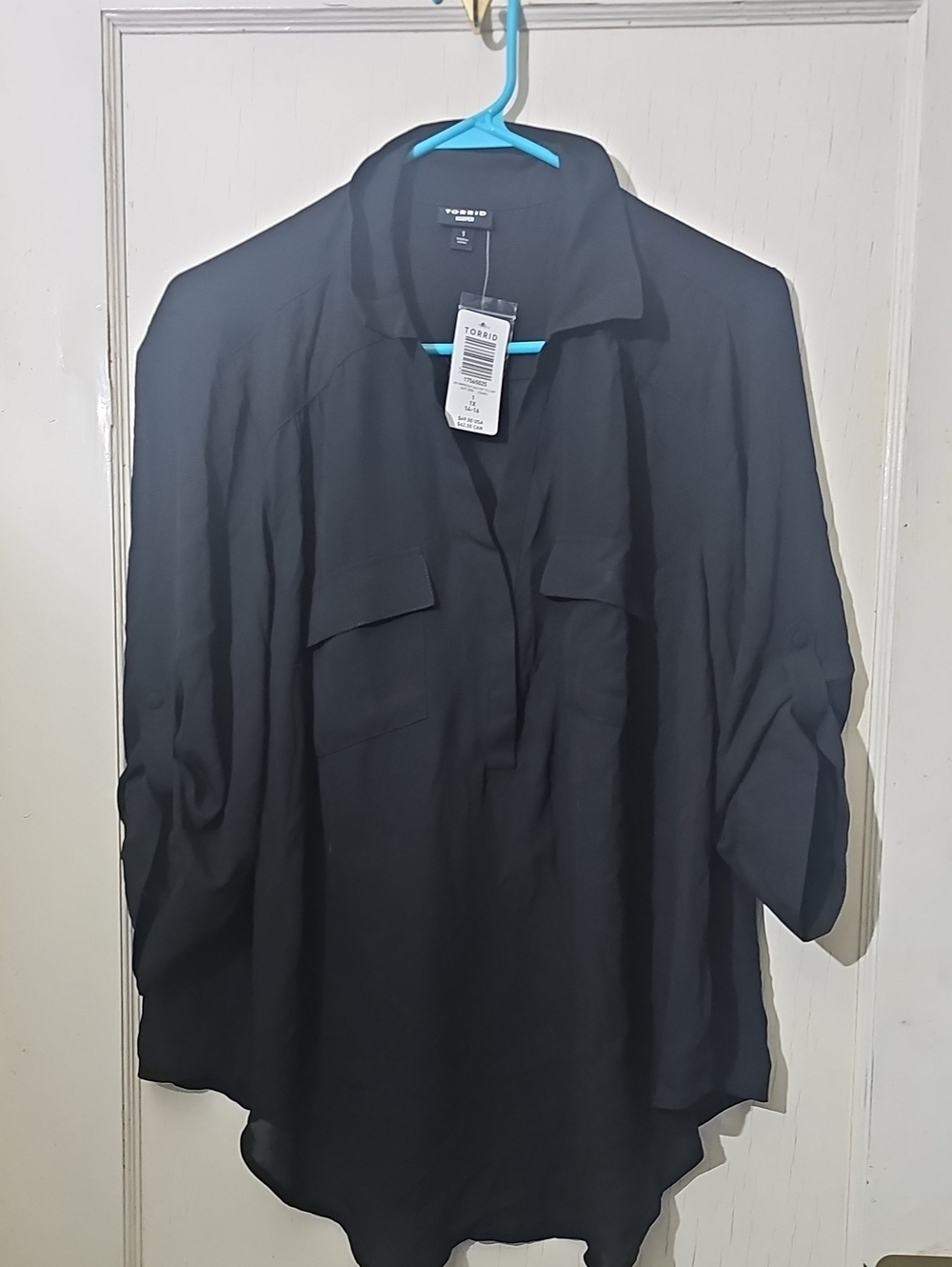 torrid Black Relaxed Notch-Collar Tunic- NWT Sz 1